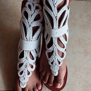 African Beaded Gladiator Sandals 39 NWOT